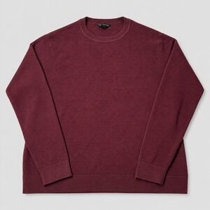 Banana Republic Mens L Supima Cotton Waffle Knit Crewneck Sweater Burgundy